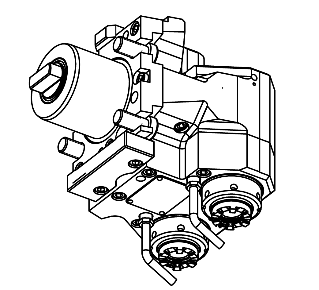 Angetriebenes Werkzeug BMT60 Winkel-
Einheit 90°, 2-Spindler einseitig