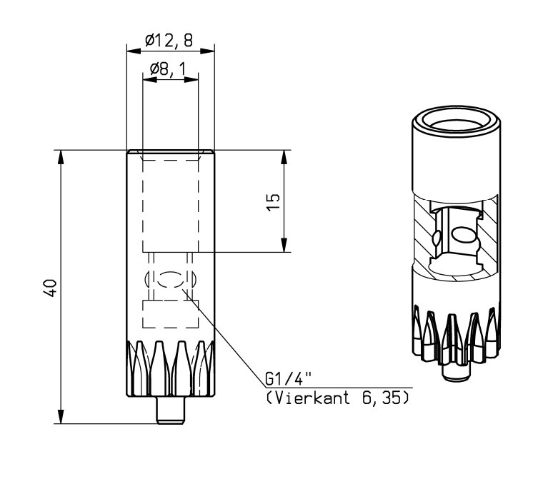 Ritzel mit Vierkantaufnahme paassend für 183626